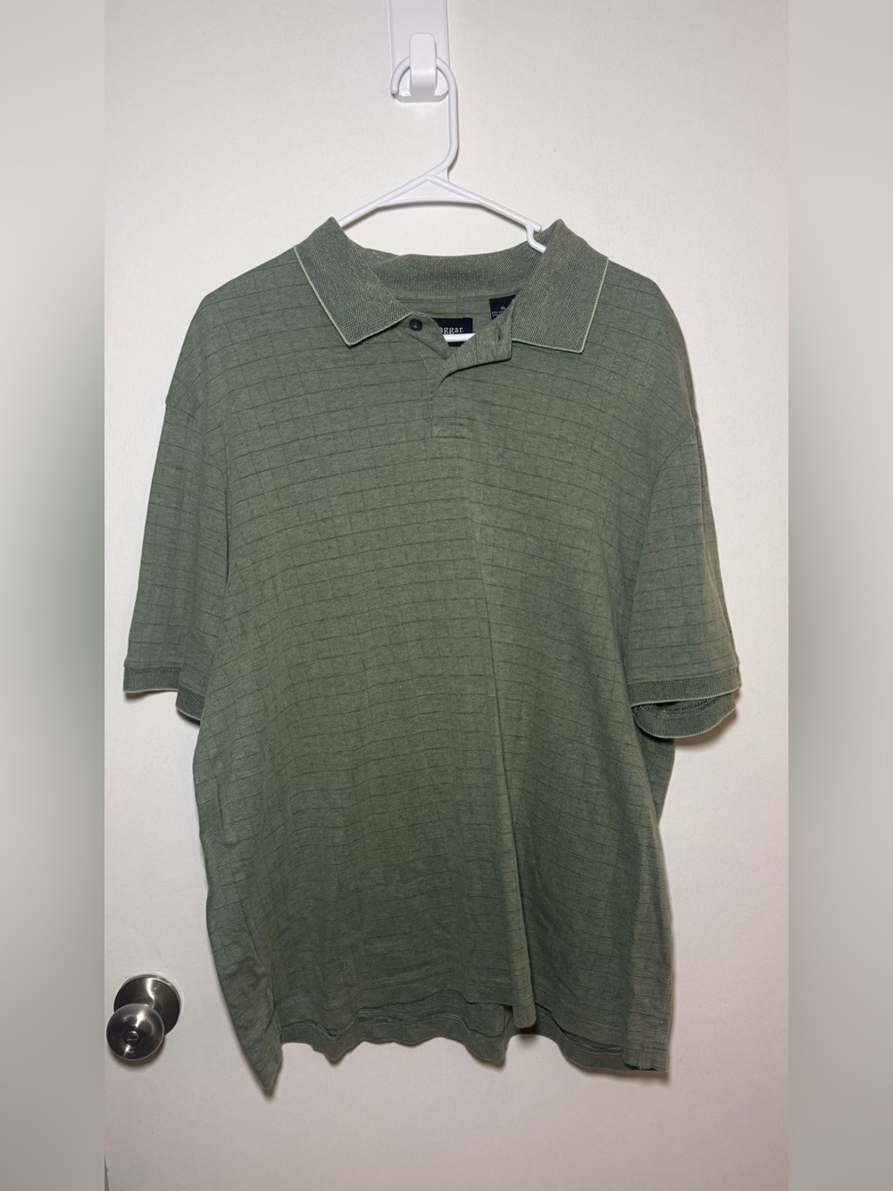Haggar Men's Green Striped Short Sleeve Knit Polo Size XL